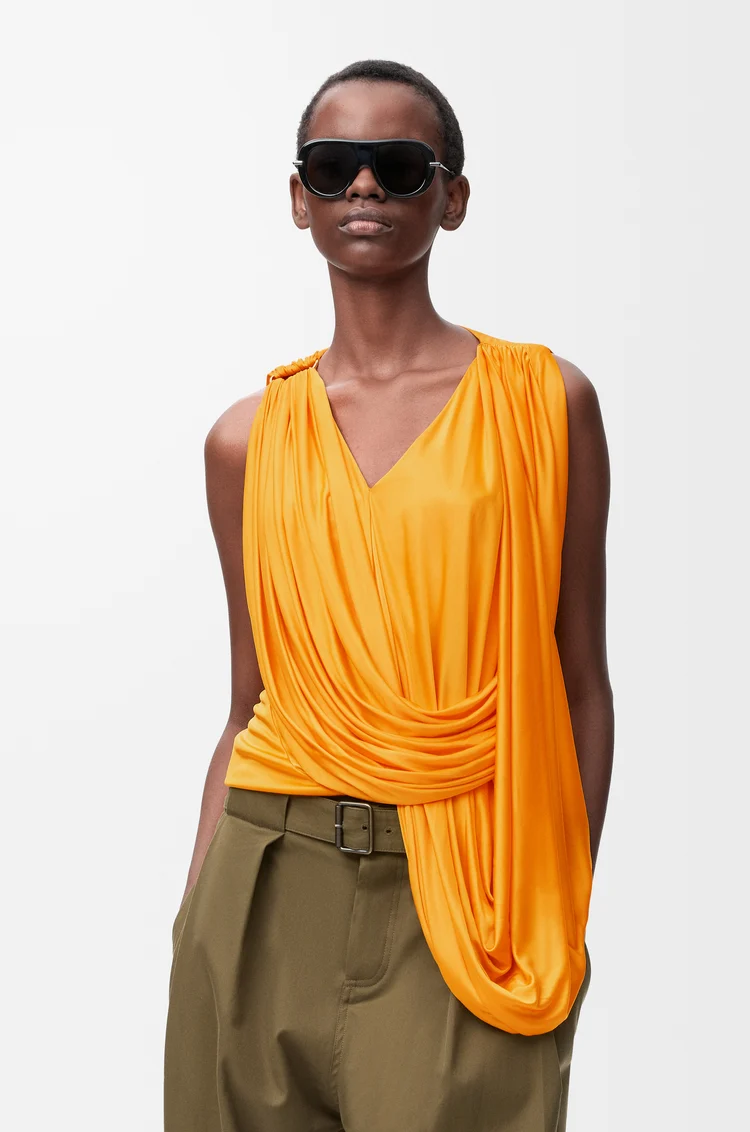 LOEWE Top drapeado en viscosa Amarillo Oscuro
