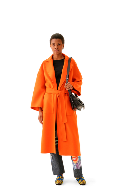 LOEWE Oversize belted coat in wool and cashmere Orange plp_rd