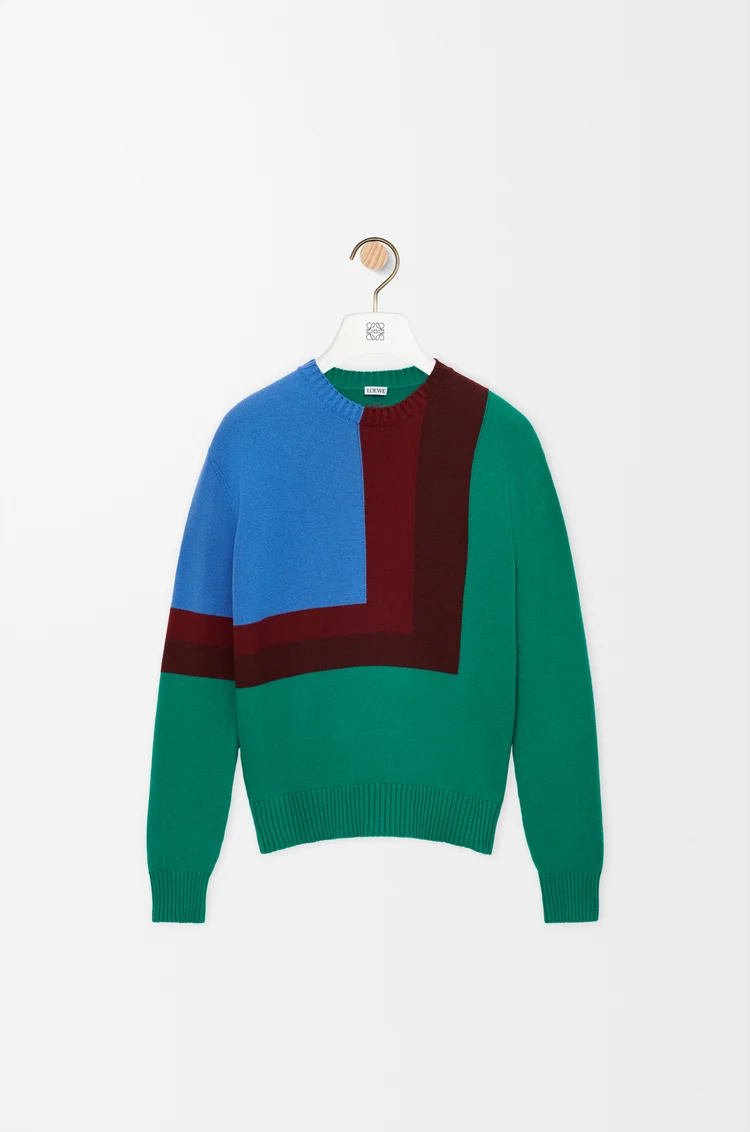 LOEWE Pullover aus Wolle Grün/Rot/Mehrfarbig