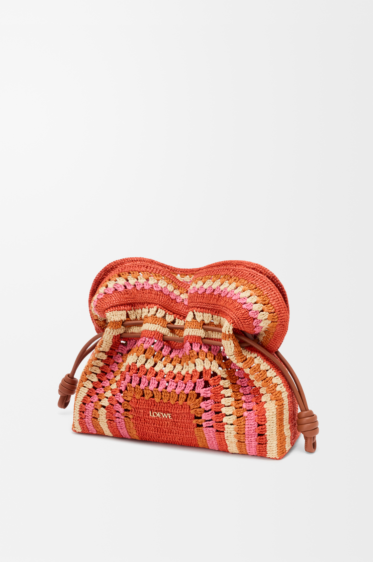 LOEWE フラメンコクラッチ ミディアム （ラフィア&カーフ） ブライトオレンジ/ピンク
