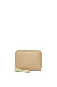 LOEWE Knot compact zip around wallet in shiny nappa calfskin Clay Green/Lime Green