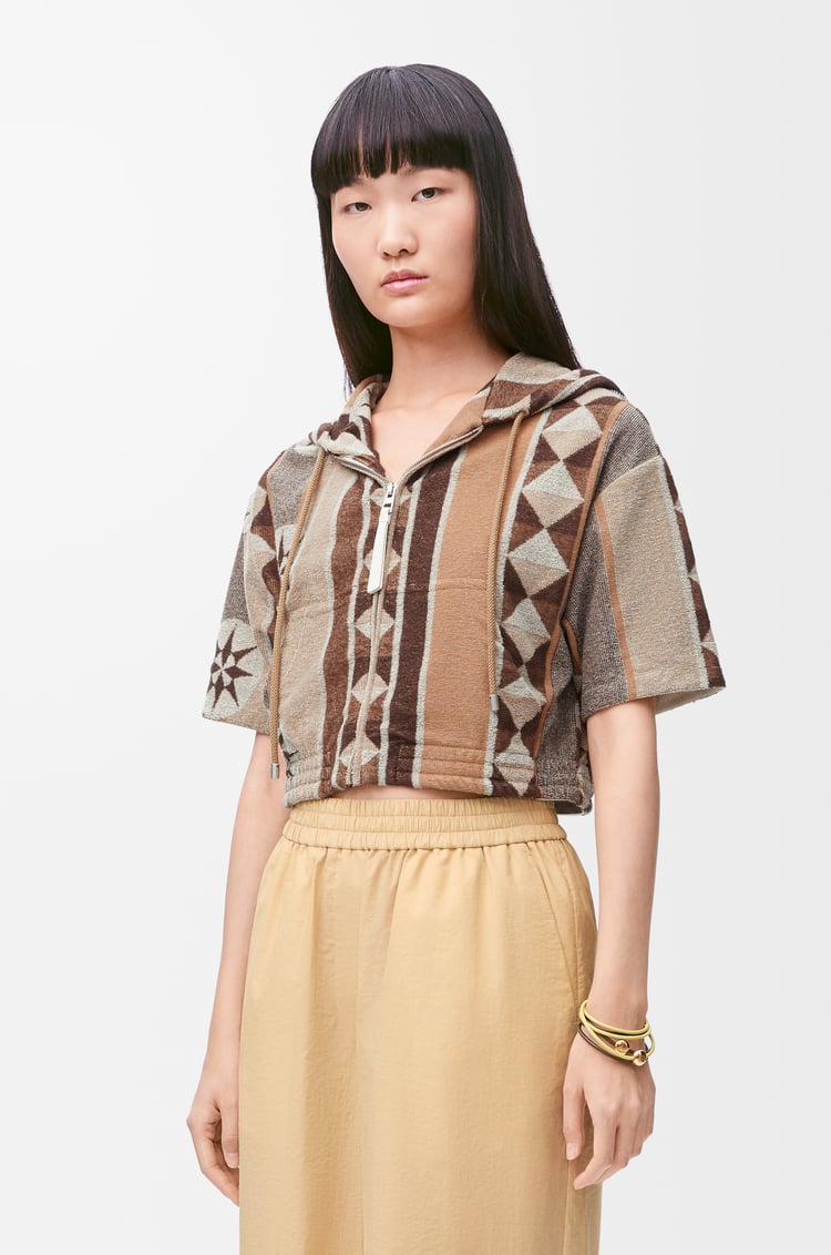 LOEWE Sudadera en jacquard de algodón Beige/Multicolor