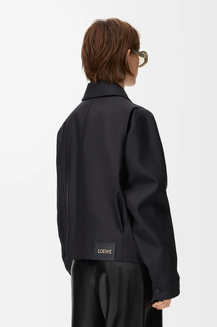 LOEWE 羊毛和真絲腰帶夾克 黑色