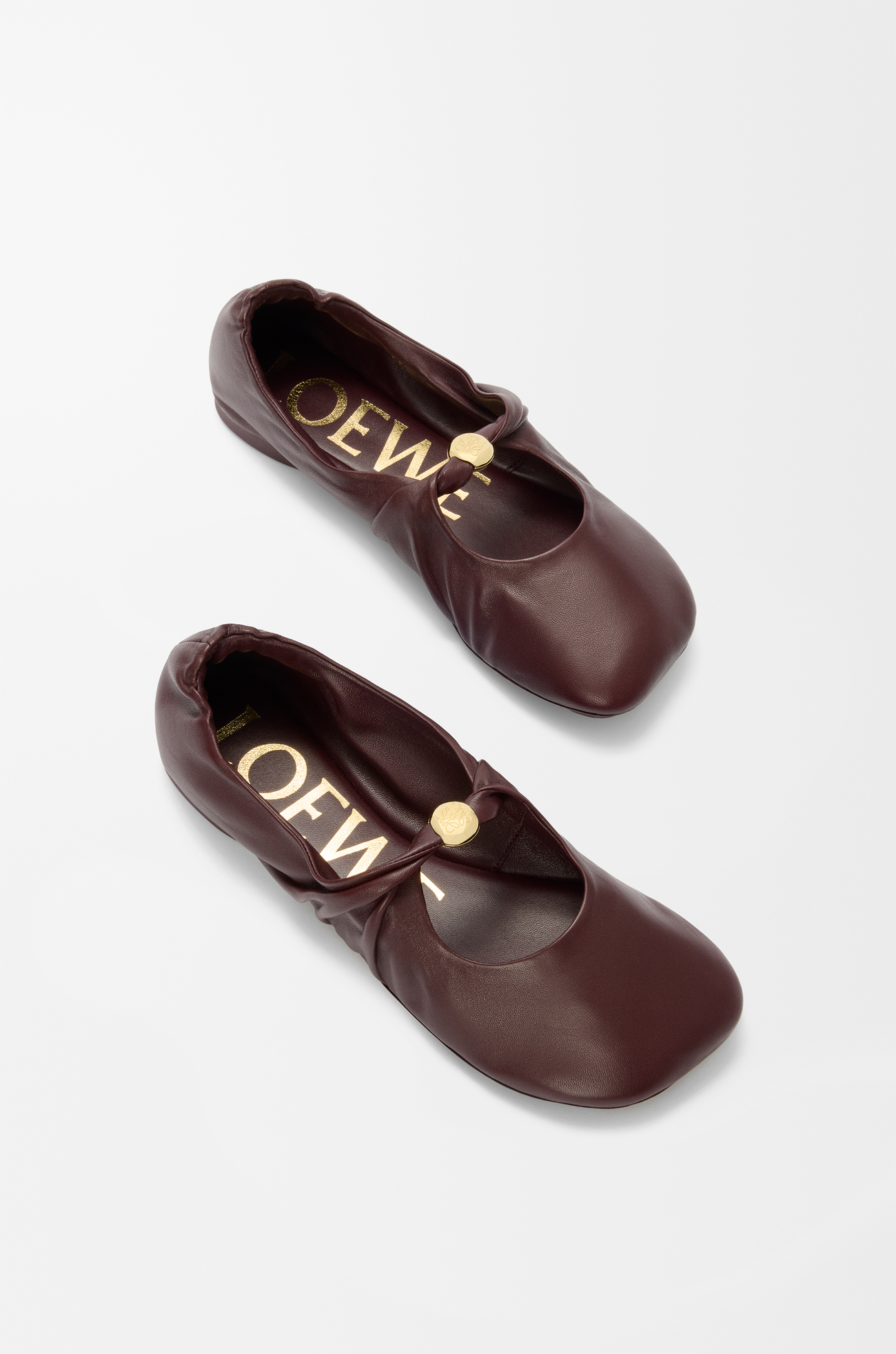 LOEWE Ballerines Pebble Soft en cuir d'agneau nappa Bordeaux