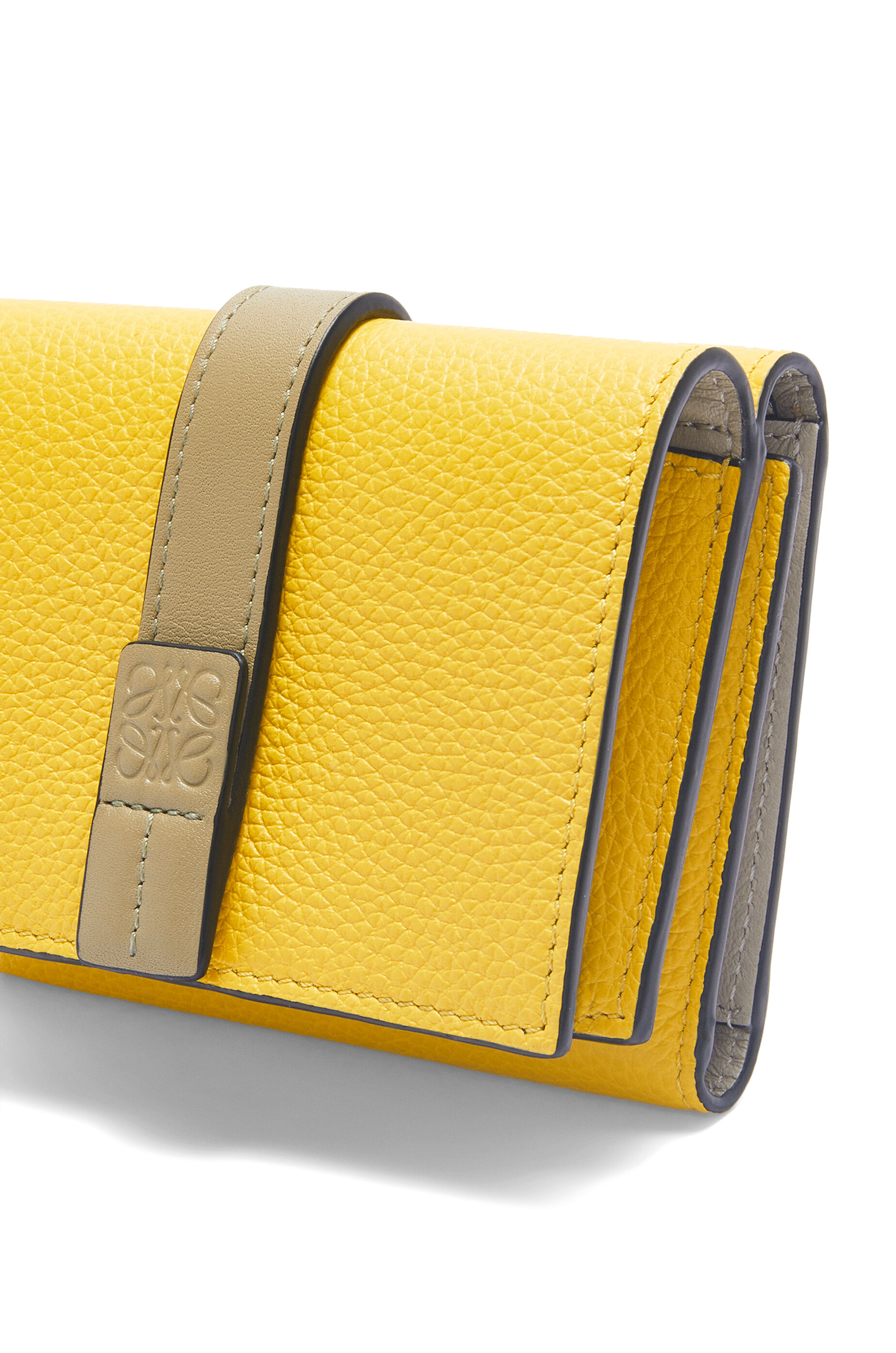 Trifold wallet in soft grained calfskin Yellow/Clay Green LOEWE