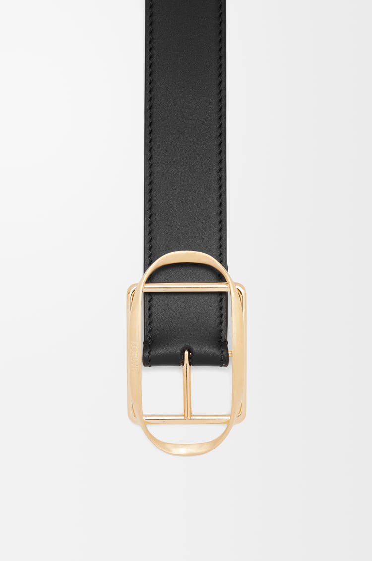 LOEWE Cinturón con hebilla curva en piel de ternera lisa Negro/Dorado