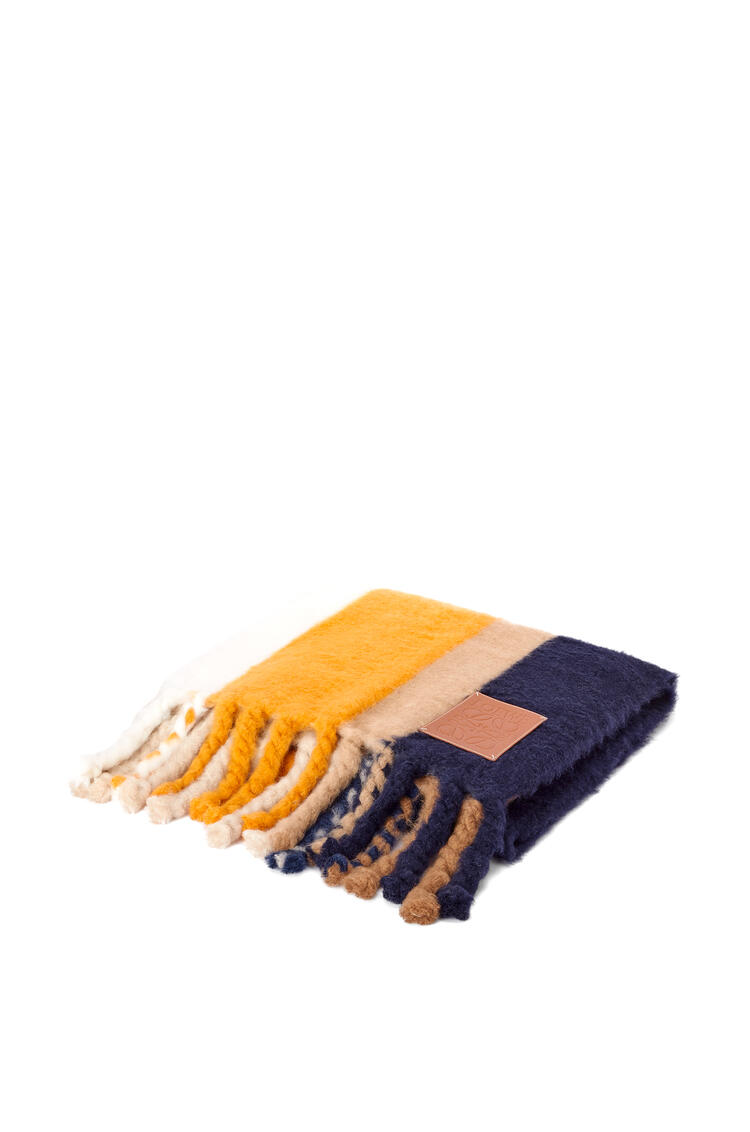 LOEWE Stripe blanket in mohair and wool Light Beige/Multicolor