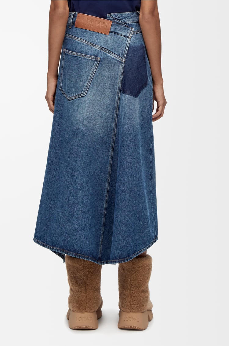 LOEWE Deconstructed midi skirt in denim Mid Blue Denim