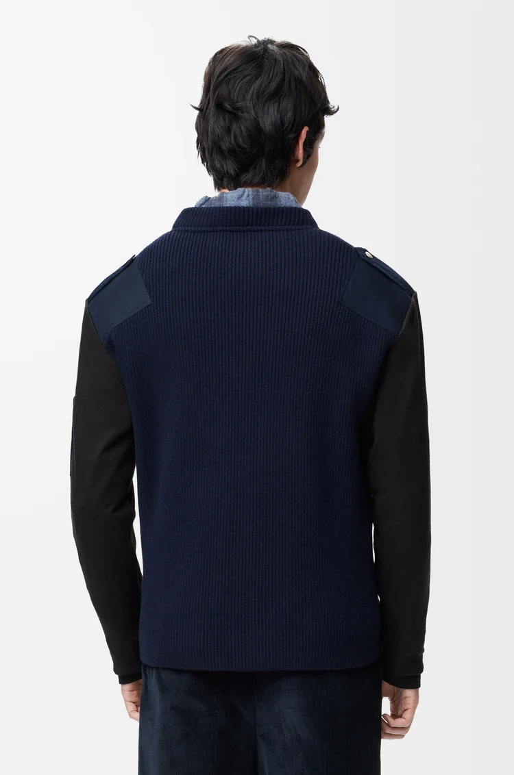 LOEWE Top de manga larga en mezcla de algodón Antracita/Azul Marino Oscuro