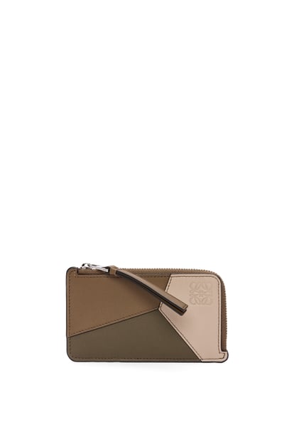 LOEWE Puzzle coin cardholder in classic calfskin Winter Brown/Sand