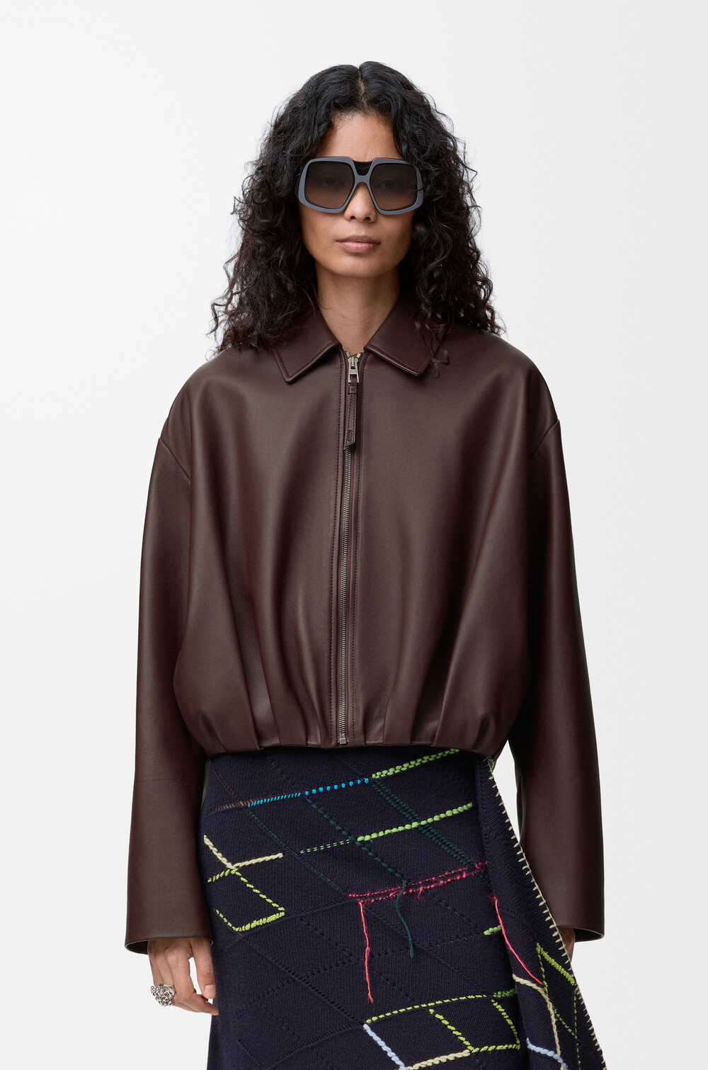 Veste En Cuir Nappa D'agneau Marron - Taille 38, Marque Helline, Occasion En Parfait état