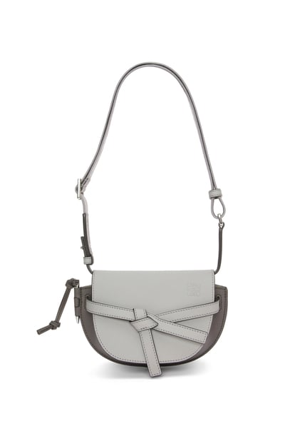 LOEWE Mini Gate Dual bag in soft calfskin and jacquard 珍珠灰/深灰色 plp_rd