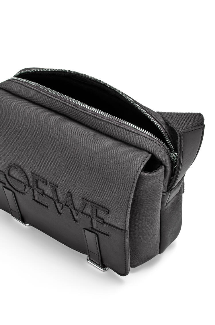 LOEWE Signature XS Military messenger bag in canvas and classic calfskin Anthracite/Black