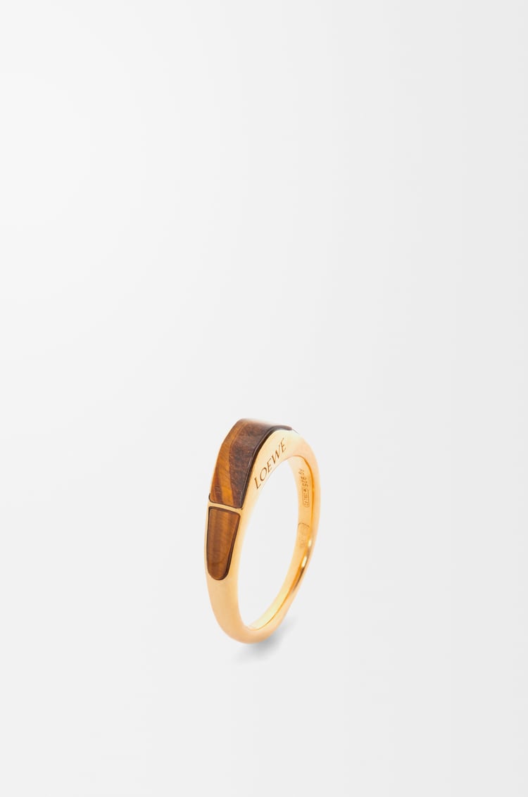 LOEWE Anillo Stirrup en plata de ley Dorado/Marrón