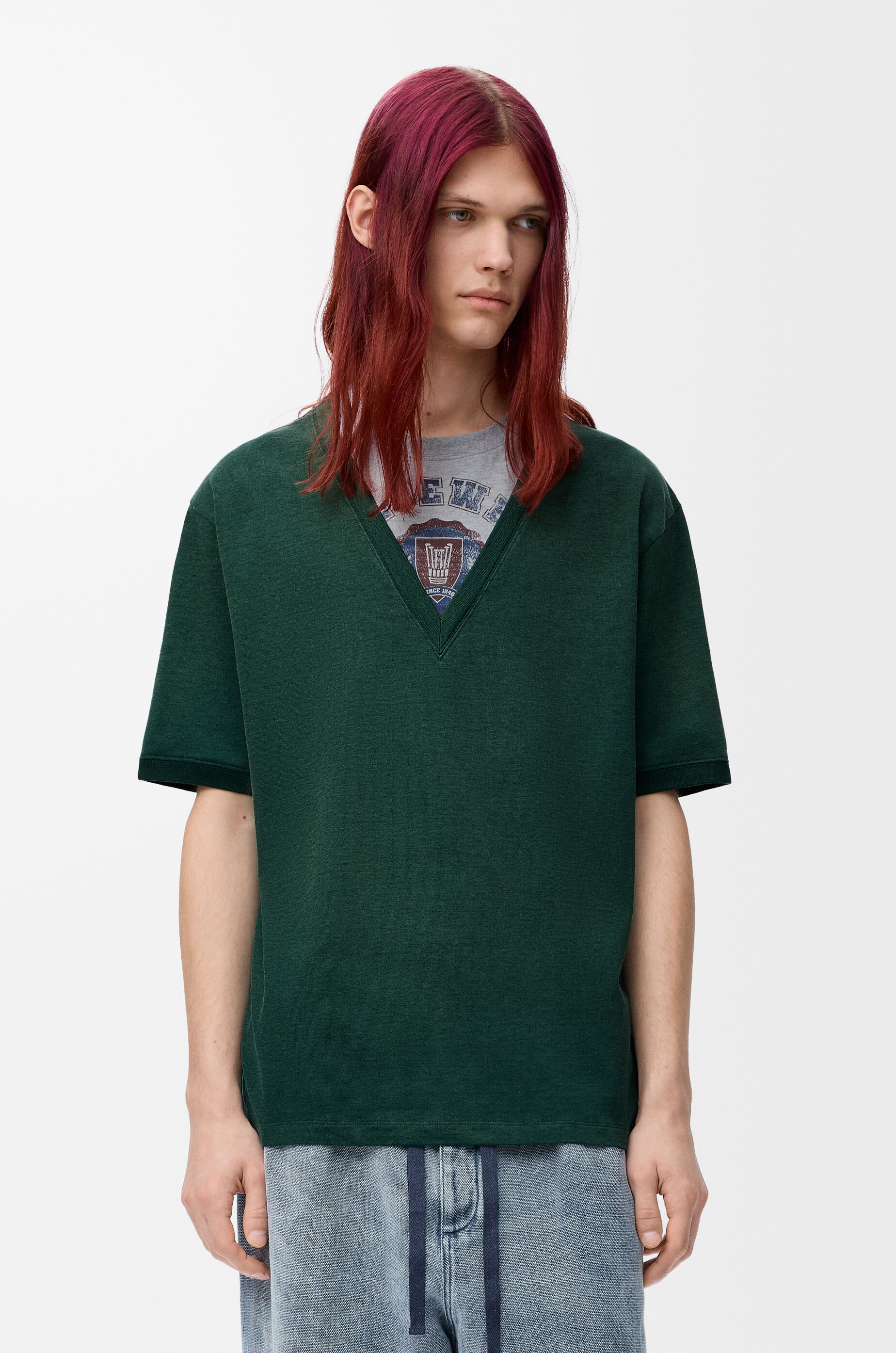 【完売必至】ロエベ■アート刺繍 ルーズフィットコットンTシャツ ルーズフィット Tシャツ（コットン） グレー - LOEWE