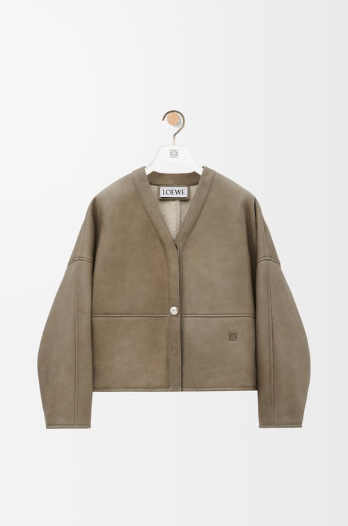 LOEWE 剪羊毛开衫 卡其绿色 plp_rd