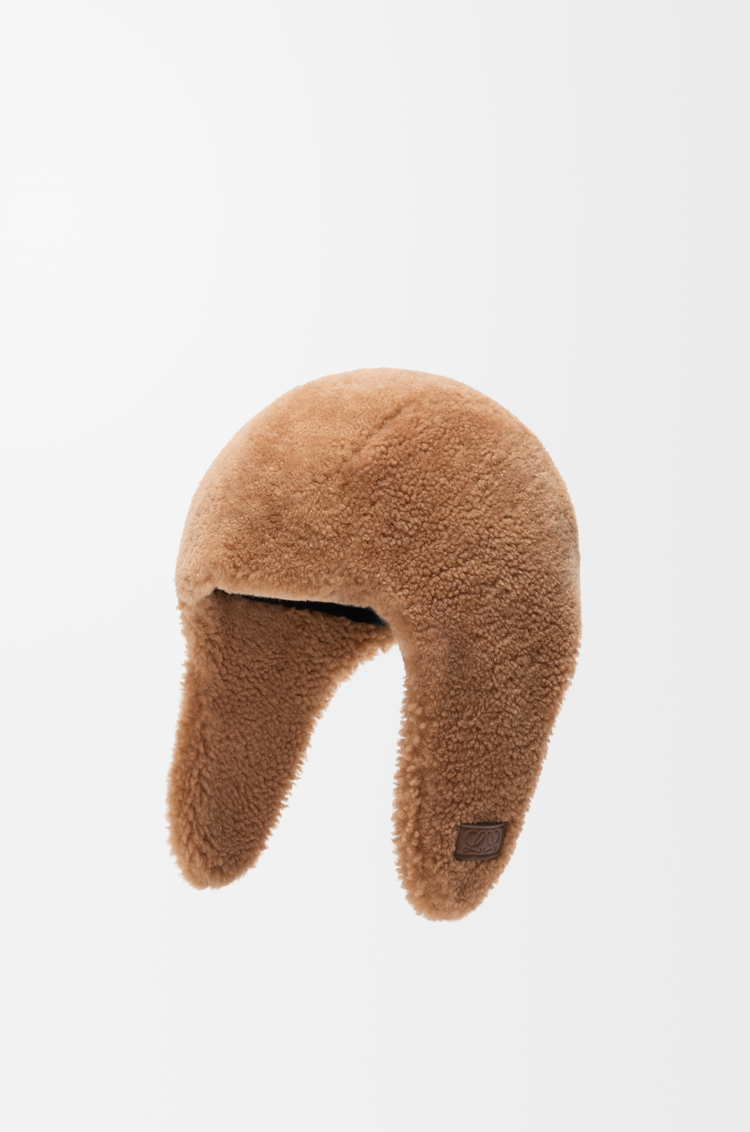 LOEWE アビエイター ハット（シアリング） ブラウン
