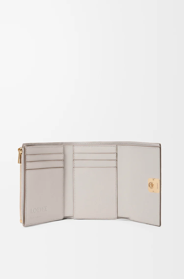 LOEWE Petit portefeuille vertical Anagram en cuir de veau grainé Light Ghost