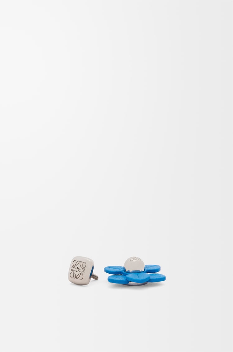 LOEWE Flower pin in calfskin Blue