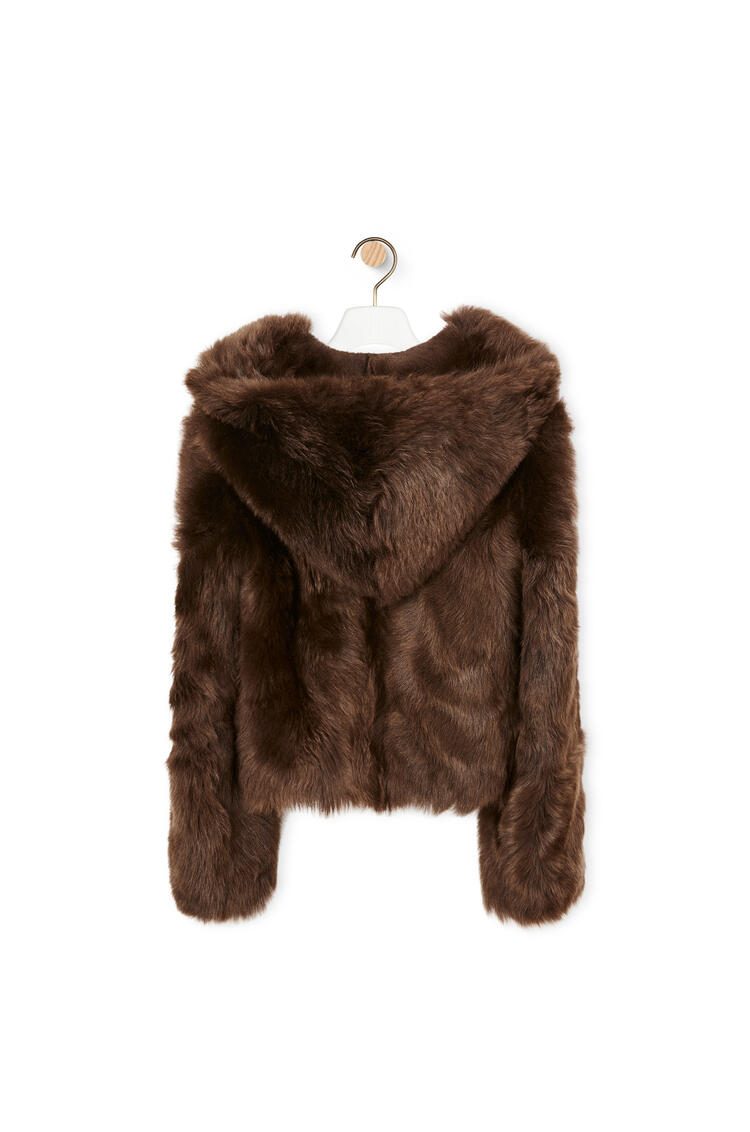 LOEWE Hooded jacket in shearling Dark Brown