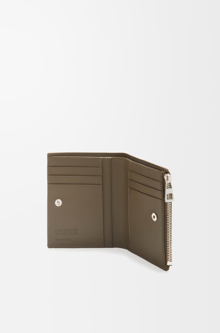 LOEWE Slim compact wallet in shiny calfskin	 Dark Khaki Green/Khaki Green