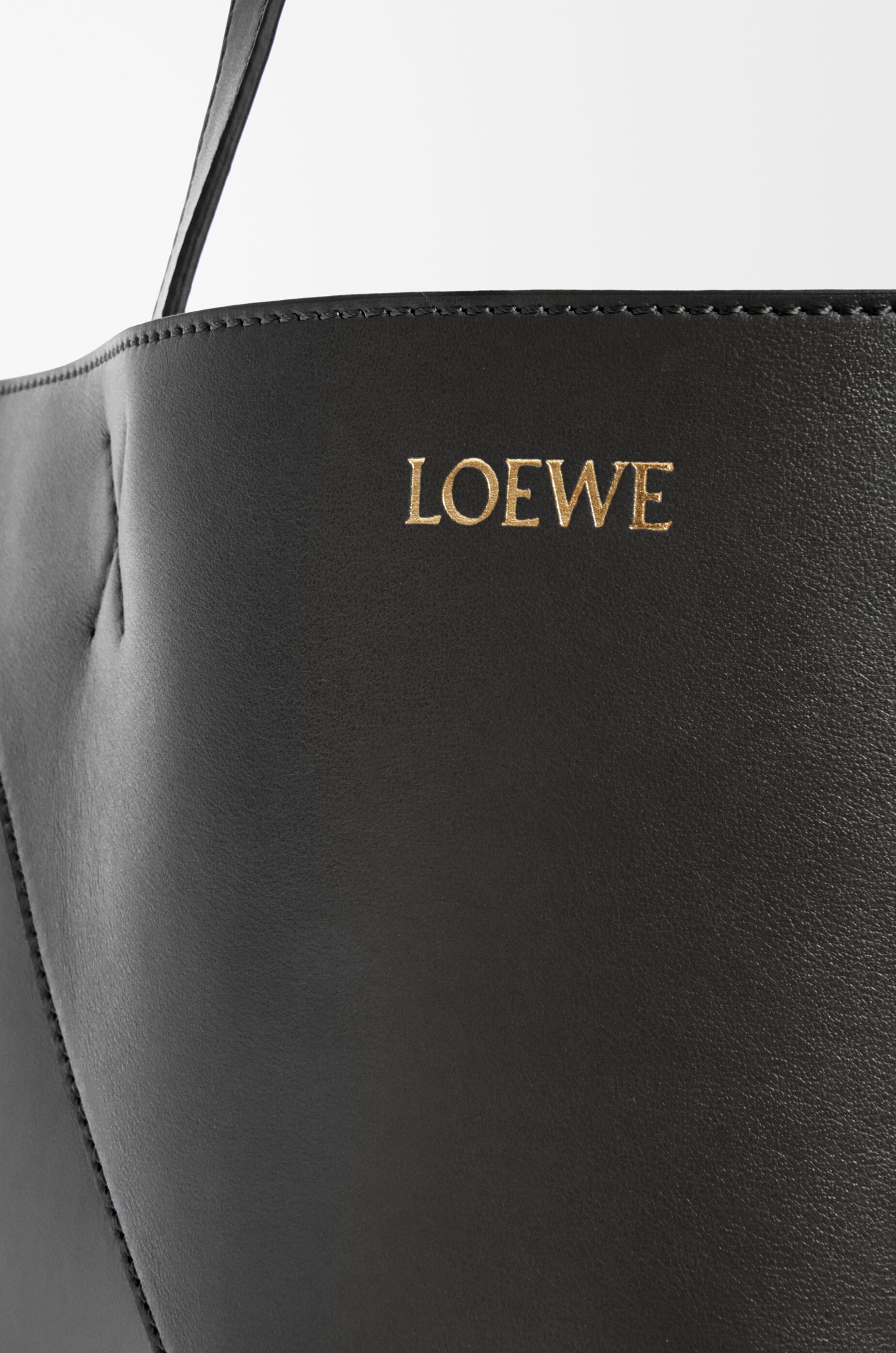 XXL Puzzle Fold tote in shiny calfskin Black - LOEWE
