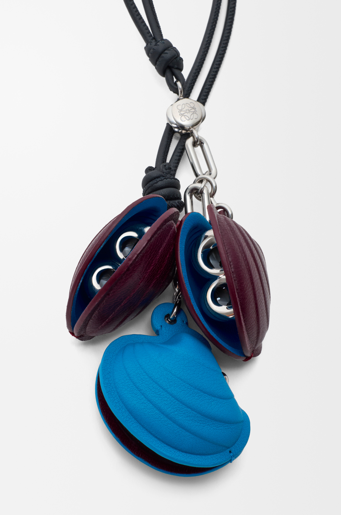 LOEWE Shell charm in calfskin Blue/Red