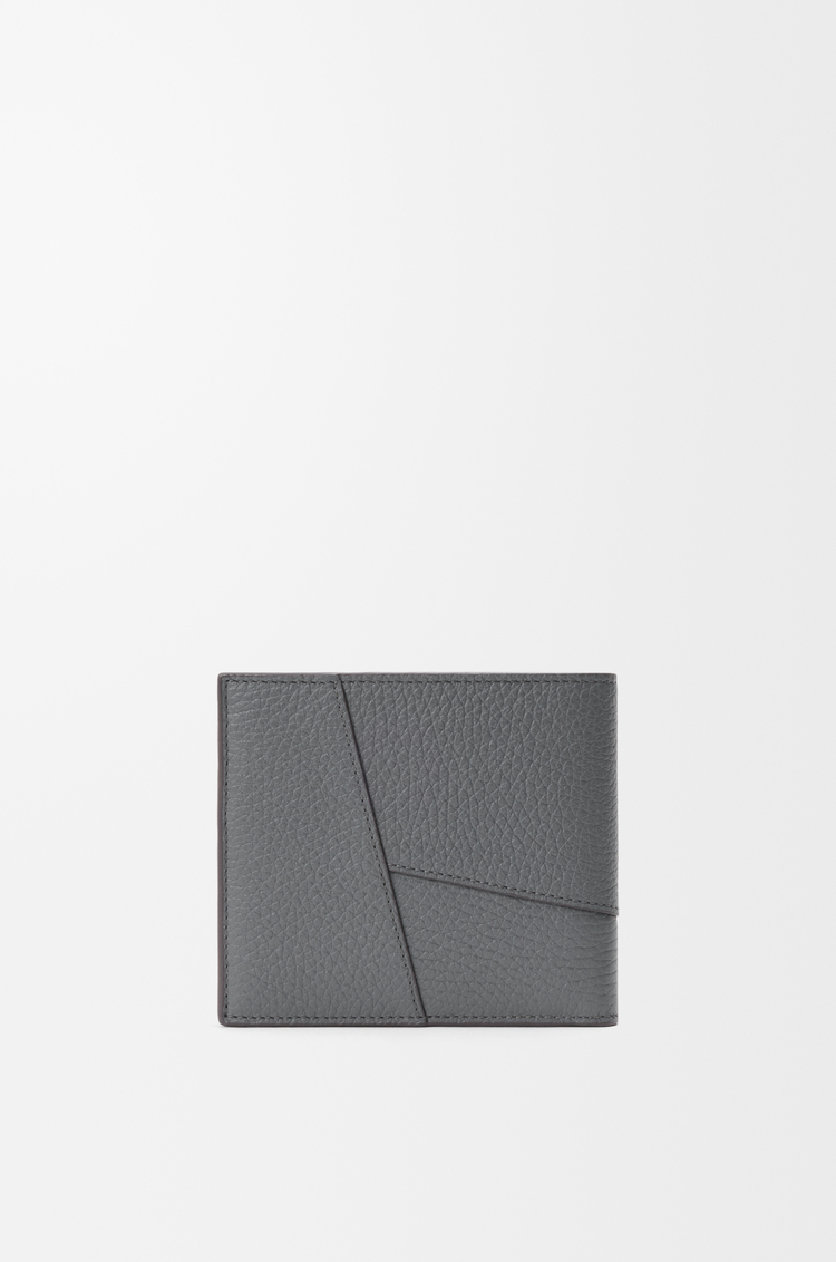 LOEWE 柔軟粒面小牛皮 Puzzle 雙摺錢包 藍灰色