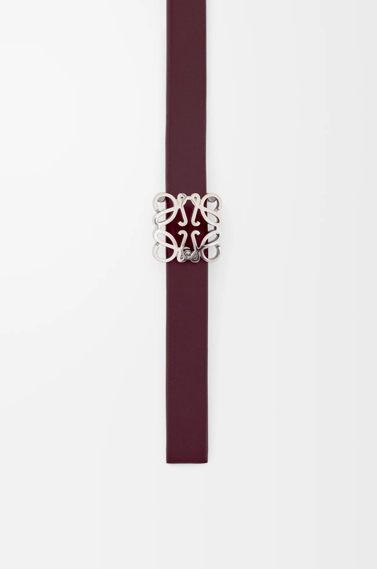 LOEWE Cinturón reversible Anagram Bombé en piel de ternera Negro/Burdeos