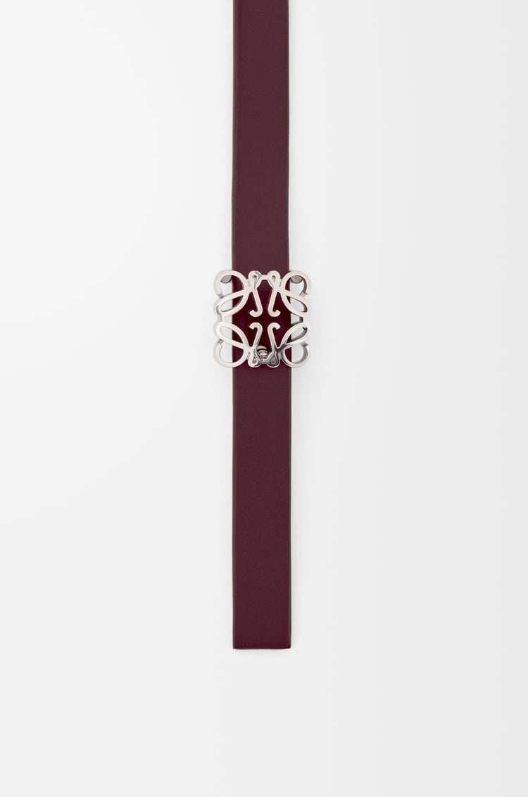 LOEWE Cinturón reversible Anagram Bombé en piel de ternera Negro/Burdeos