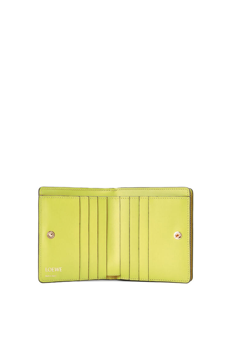 LOEWE Repeat compact zip wallet in embossed silk calfskin Lime Yellow