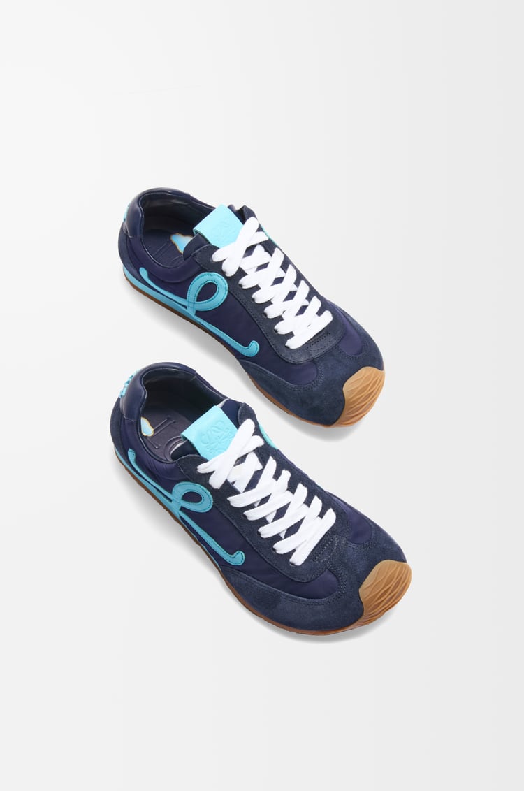 LOEWE Ballet Runner 2.0 in nylon and calfskin Navy Blue/Turquoise