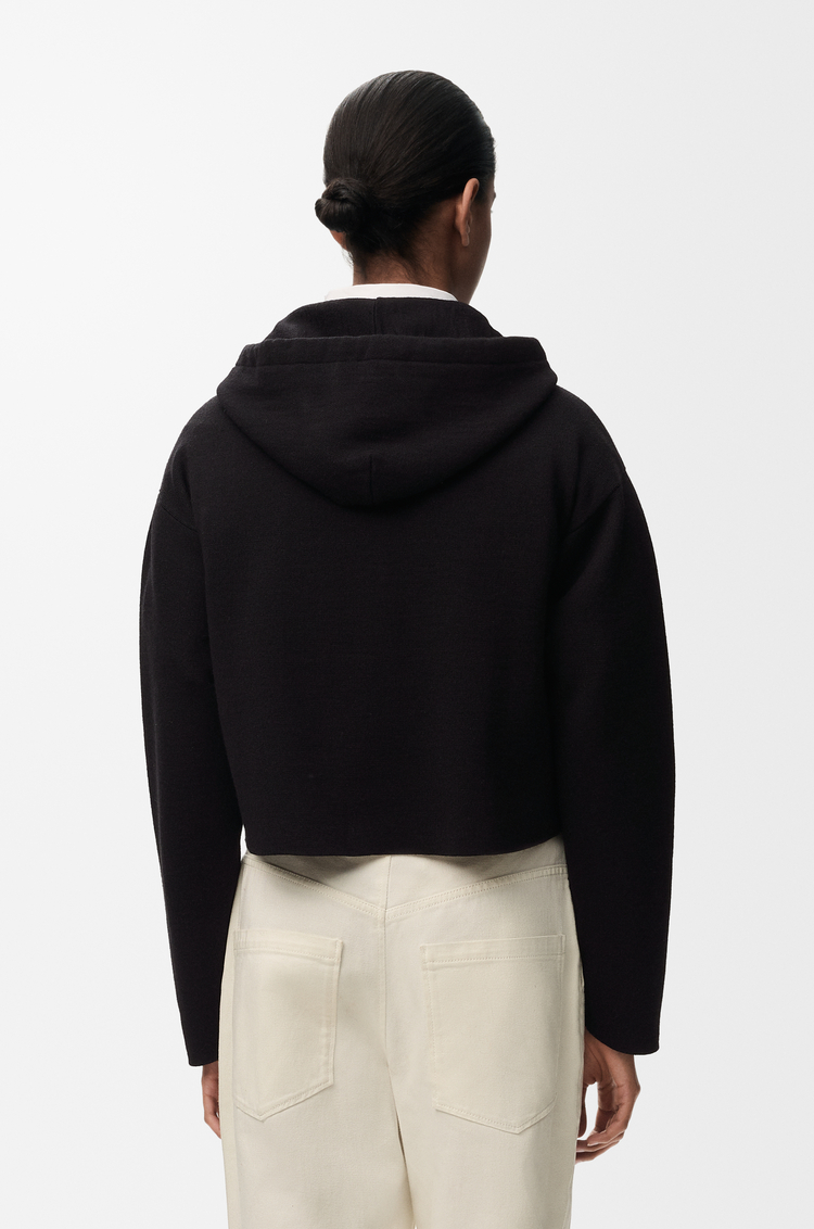 LOEWE Sudadera con capucha y cremallera en lana Negro