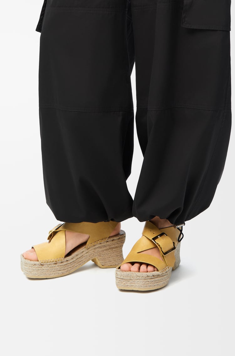 LOEWE Petal espadrille platform sandal in vegetable-tanned calfskin Ochre