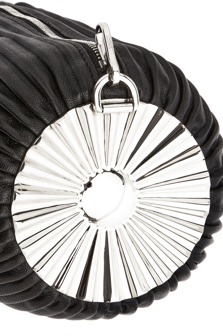 LOEWE Bracelet pouch in pleated nappa with solar metal panel Black