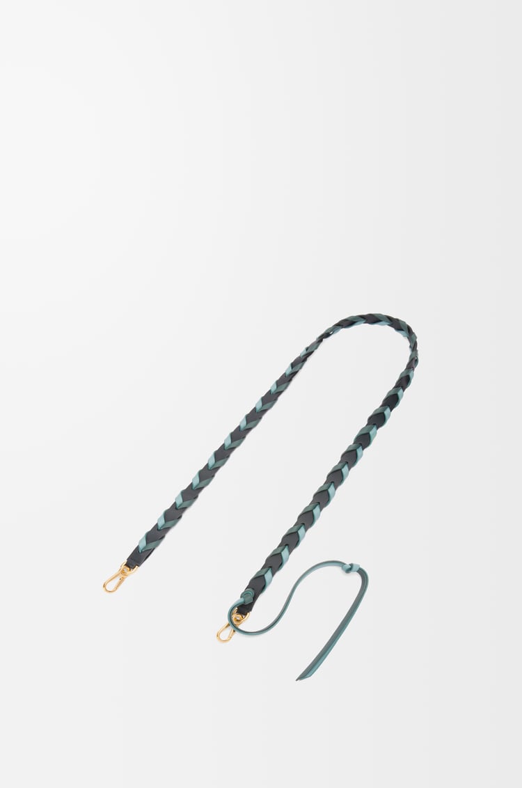LOEWE 经典牛皮革薄编织带 深森林绿色/水色
