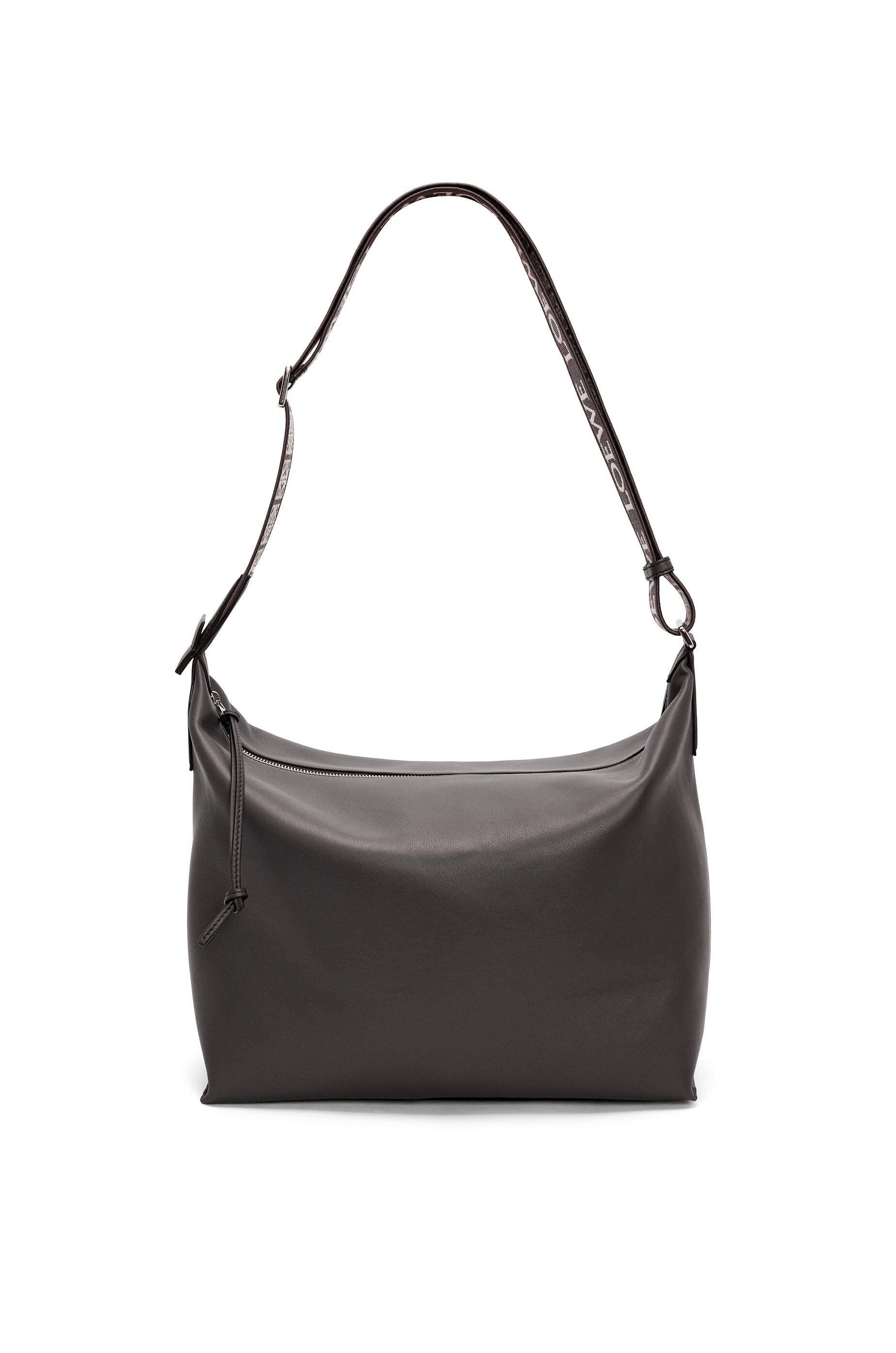 Cubi crossbody bag in supple smooth calfskin and jacquard Dark Grey - LOEWE