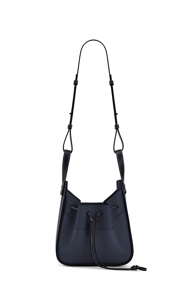 LOEWE Small Hammock Drawstring bag in soft grained calfskin Midnight Blue/Black pdp_rd