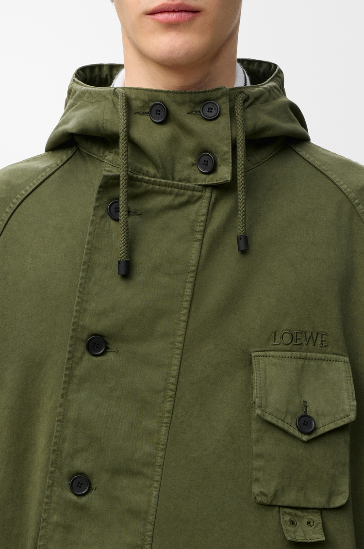 LOEWE Parka courte en coton Vert Kaki