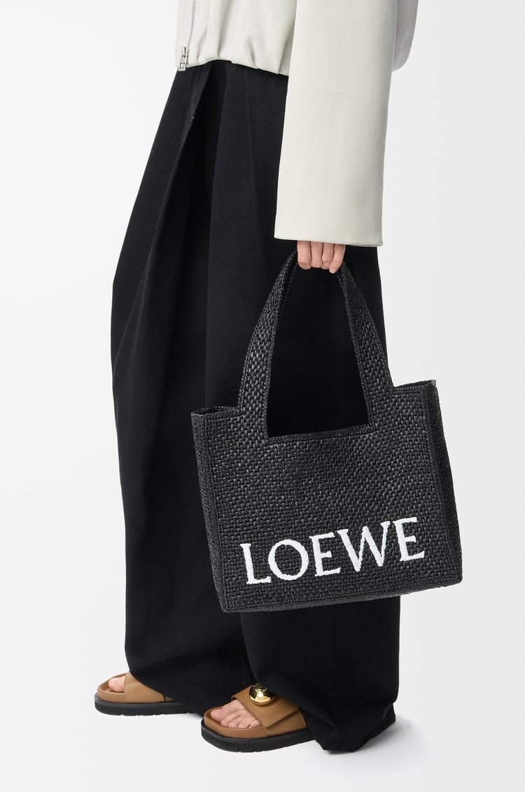 LOEWE 酒椰纖維中型 LOEWE Font 托特包 黑色