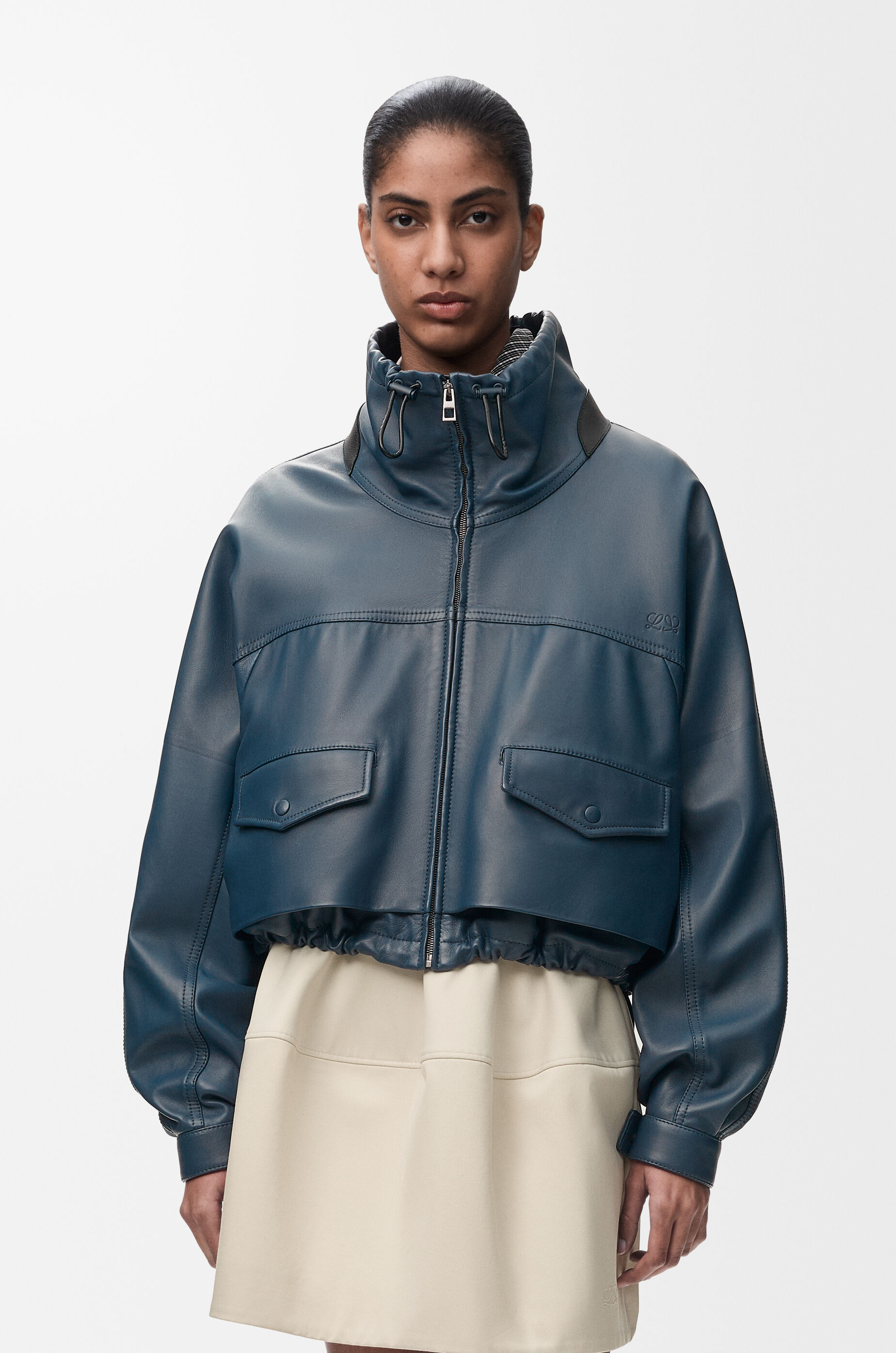 Jacket in nappa lambskin Blue - LOEWE APAC official website
