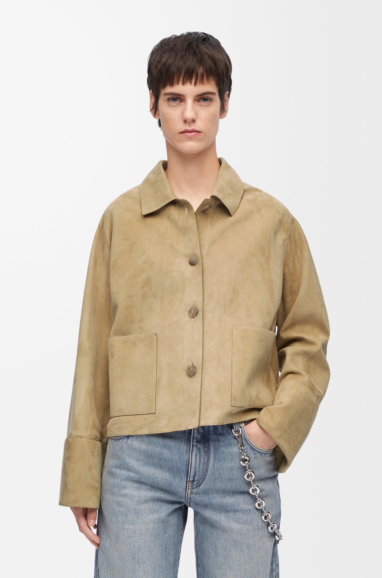 LOEWE Turn-up jacket in suede lambskin Gold