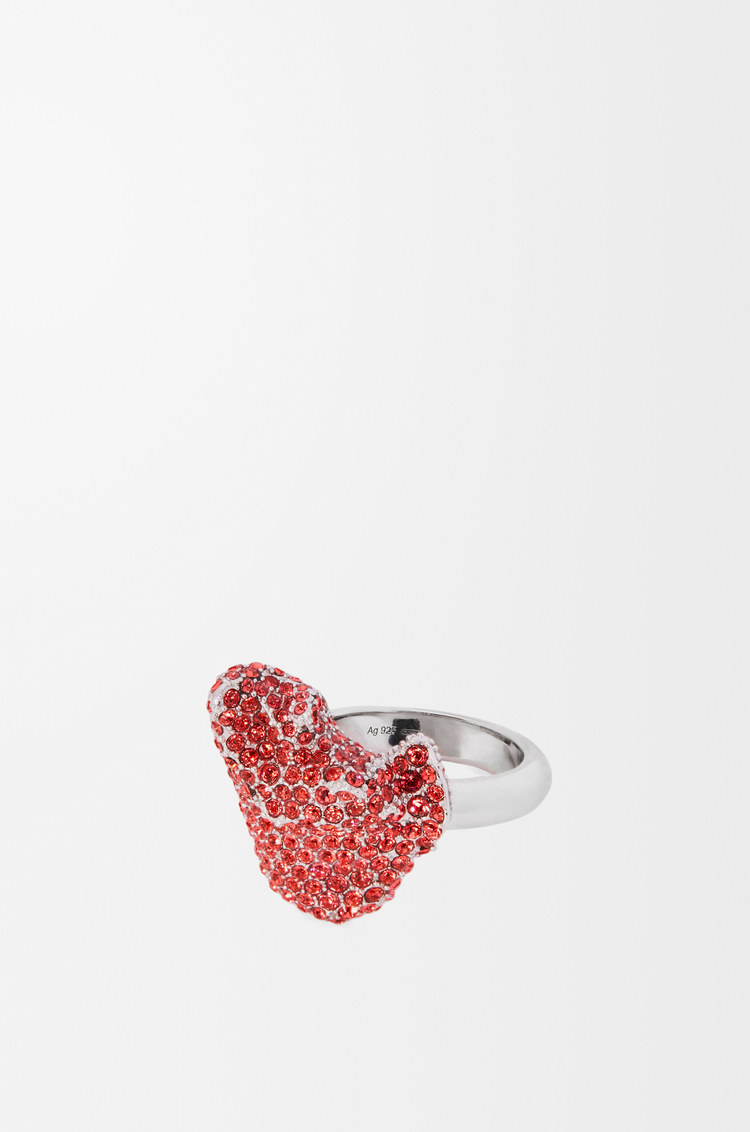 LOEWE Glitter Fragment ring in sterling silver and crystals Silver/Dark Coral