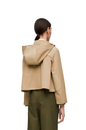 LOEWE Short hooded parka in technical cotton gabardine Taos Taupe