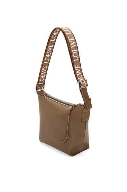 LOEWE Small Cubi Crossbody bag in supple smooth calfskin and jacquard Winter Brown plp_rd