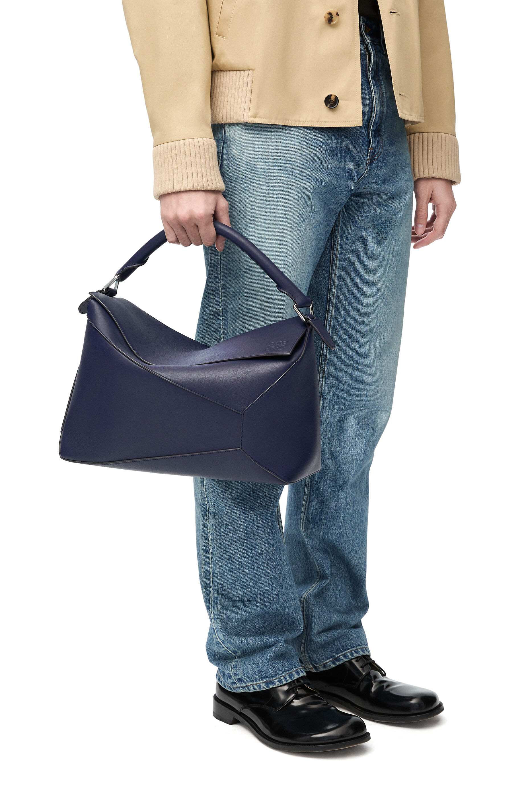 Large Puzzle bag in classic calfskin Abyss Blue LOEWE