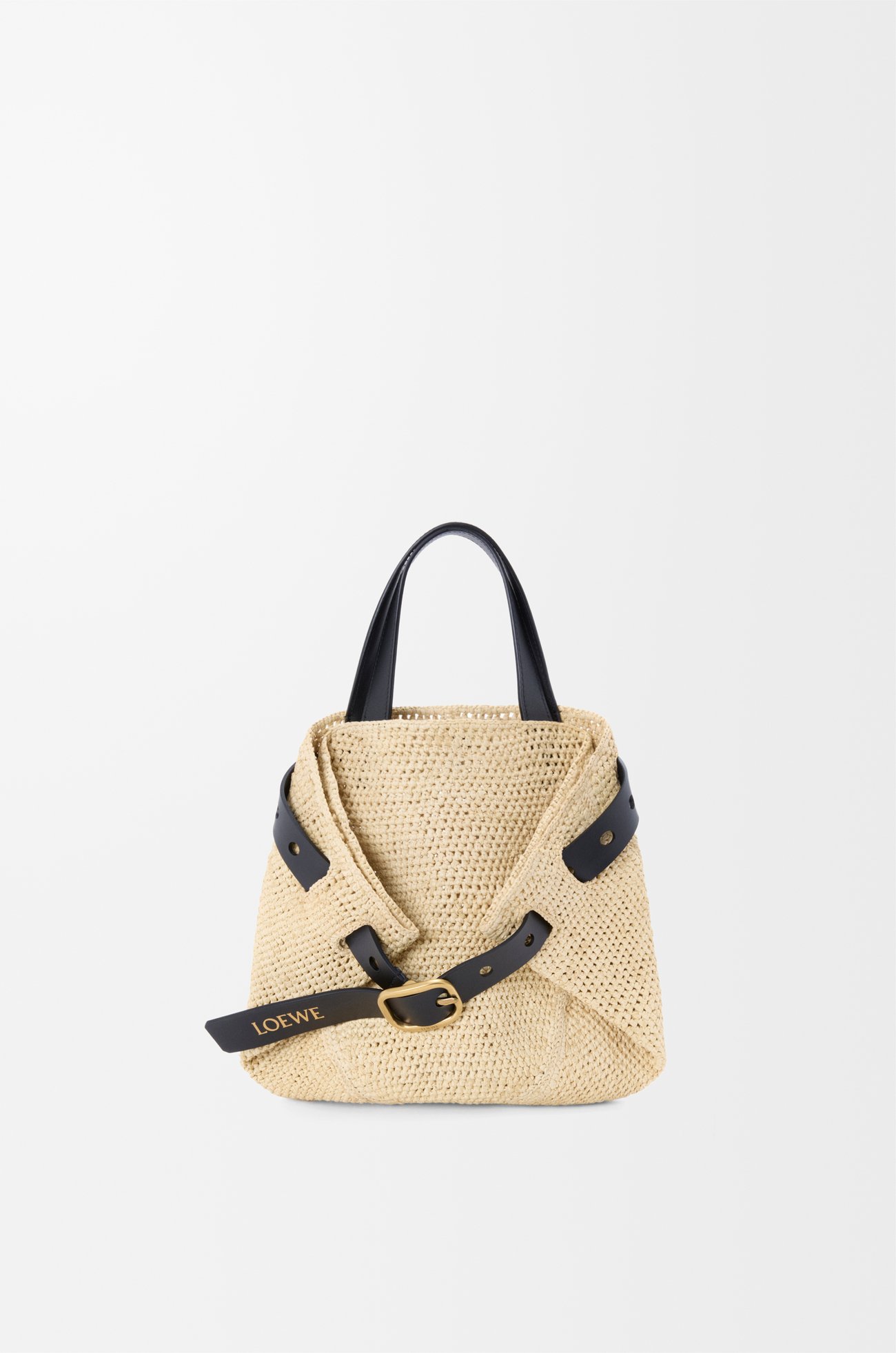 LOEWE Bolso Punch Hole shopper mini en rafia Natural