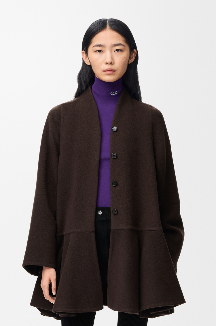 LOEWE Abrigo corto en lana y cashmere Marrón