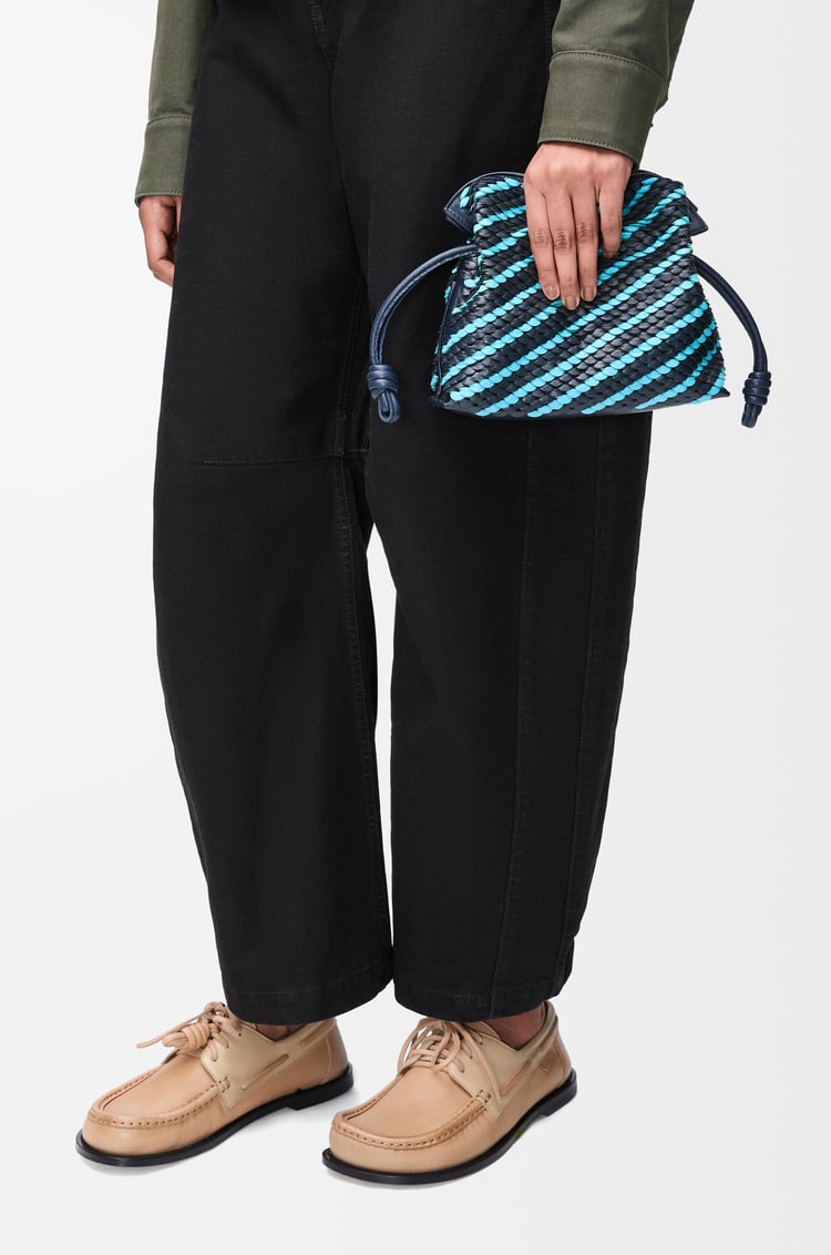 LOEWE Mini Flamenco clutch in nappa lambskin Dark Ink/Sky Blue