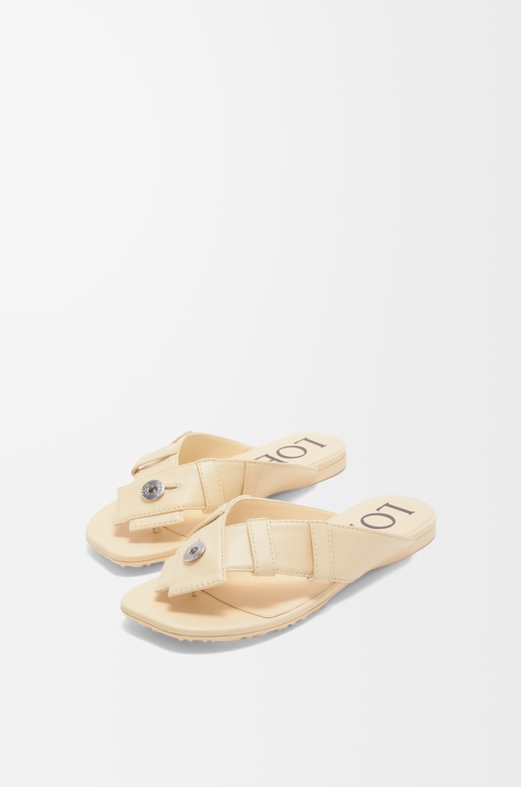 LOEWE Toy Panta toe post sandal in lambskin Oat Milk